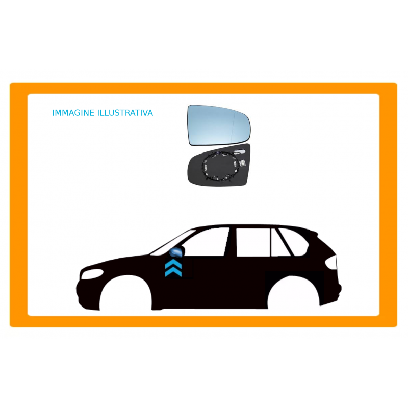 PIASTRA SPECCHIO DESTRA CONVESSA-BLU per VOLKSWAGEN - UP - Mod. 01/12 - 